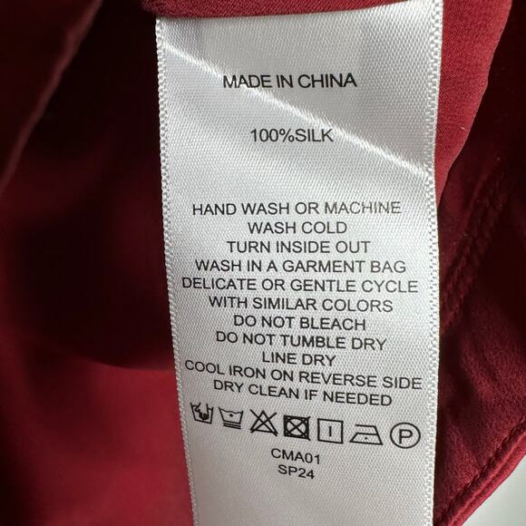 Quince Washable Silk Pajama Set Women’s Crimson Size Medium - Picture 8 of 10